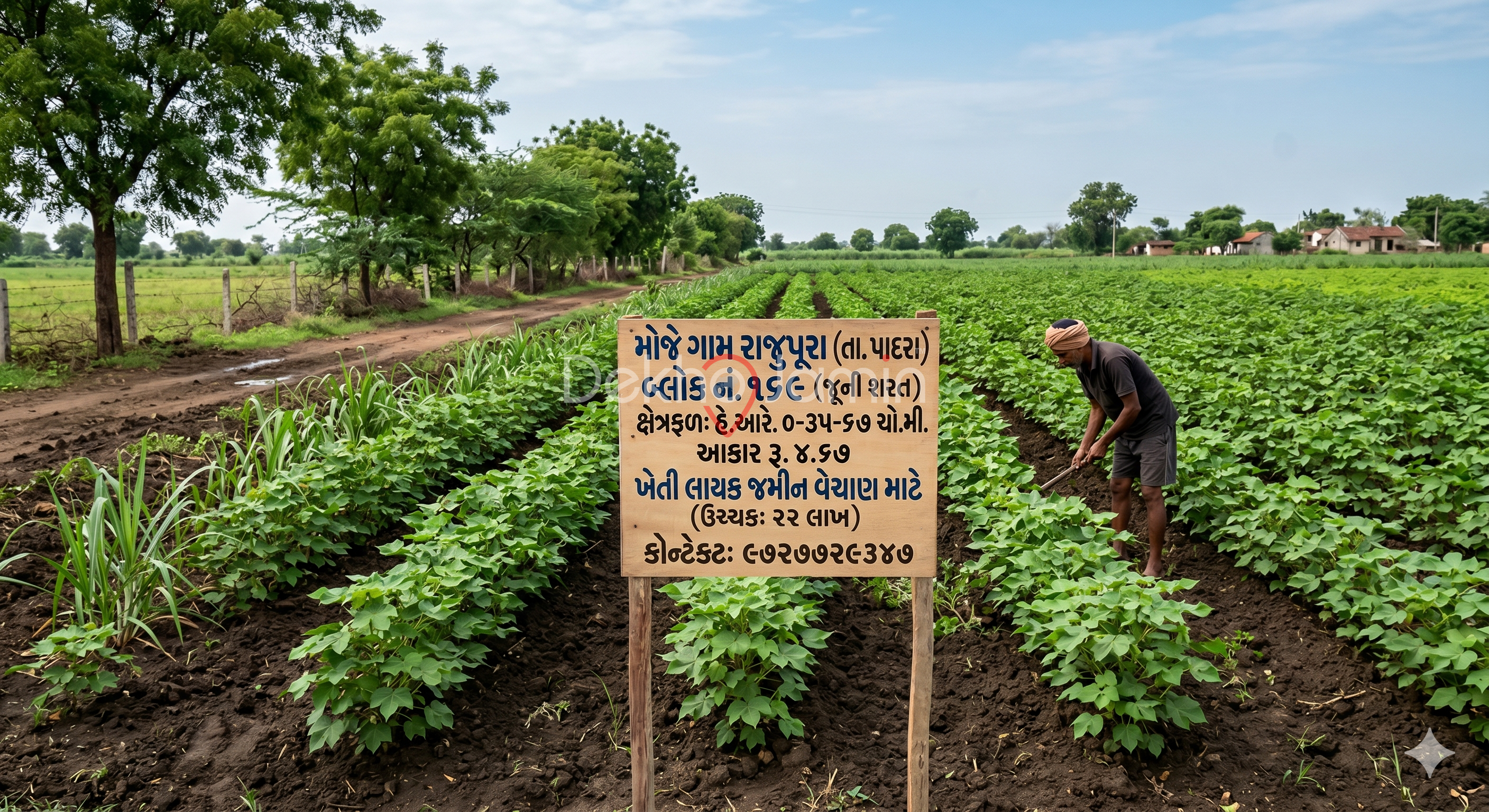 મોજે ગામ રાજુપૂરા તા.પાદરા બ્લોક નં ૧૬૯ જેનું ક્ષેત્રફળ હે.આરે. ૦-૩૫-૬૭ ચો.મી. આકાર રૂ. ૪.૬૭ છે. સદર હું જમીન ખેતી લાયક ઉપયોગી અને જૂની શરત ની છે. સદર હું જમીન વેચાણ થી આપવાની છે. ઉચ્ચક ૨૨ લાખ.  કોન્ટેક્ટ  ૯૭૨૭૭૨૯૩૪૭.
