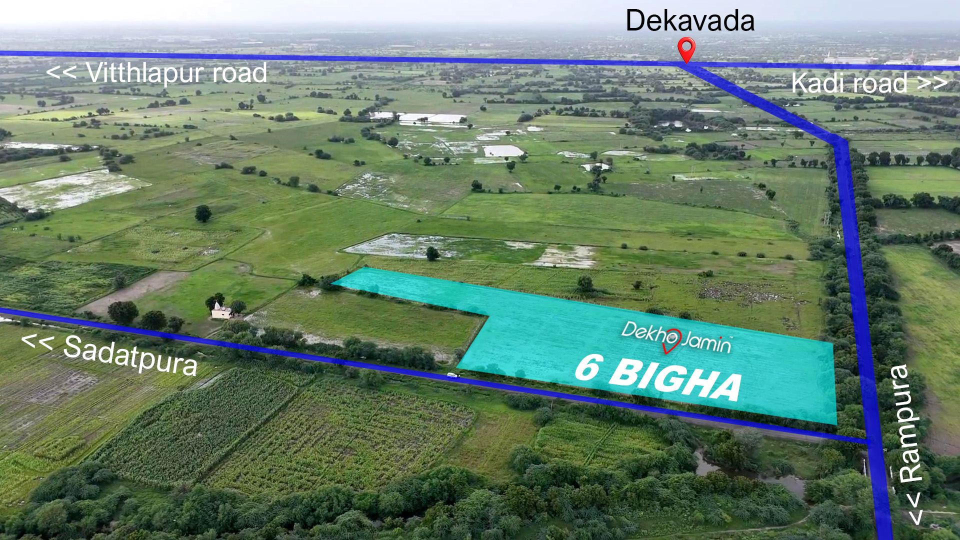 6 Bigha NA Land for Sale in Sadatpura, Detroj Road Touch